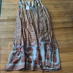 Daughters of India Floral Maxi Dress - Brown and Cream